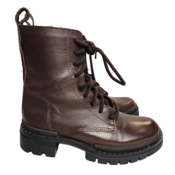 Size 6.5 Platform boot Leather Chunky combat boot Brown color STEVE MADDEN - Picture 1 of 15